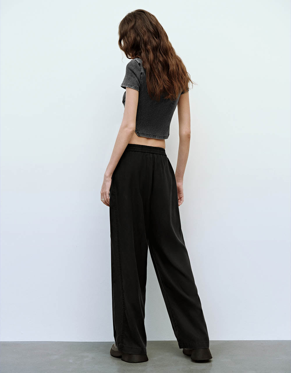 Elastic Waist Wide-Leg Pants