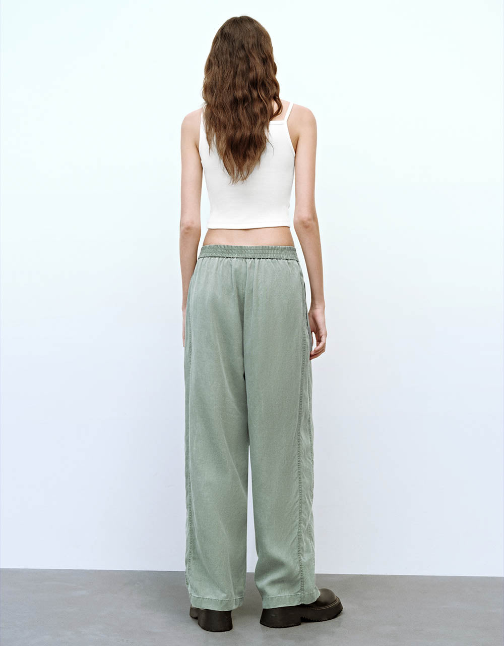 Elastic Waist Wide-Leg Pants