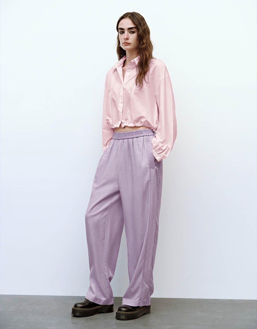 Elastic Waist Wide-Leg Pants