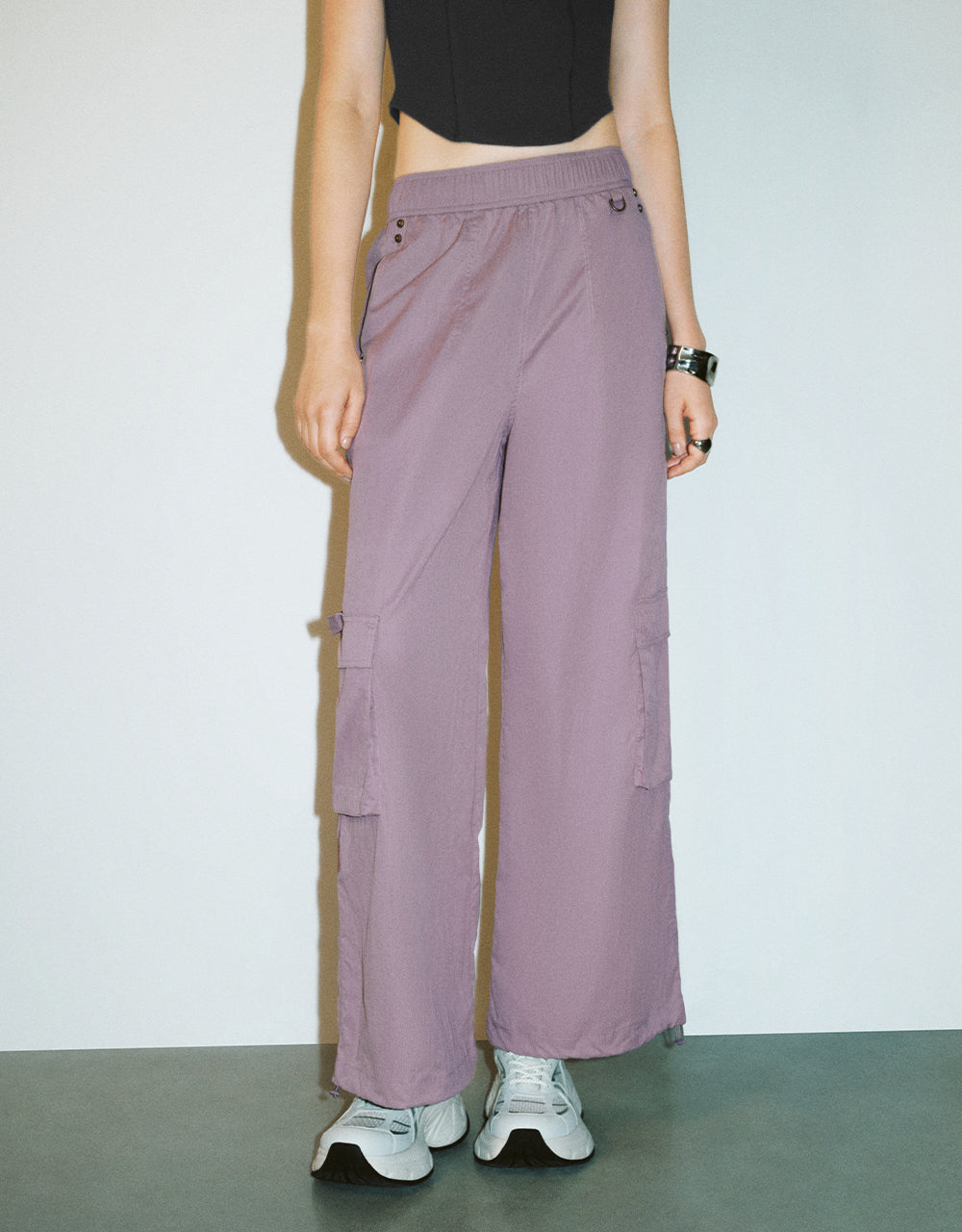 Elastic Waist Wide-Leg Pants