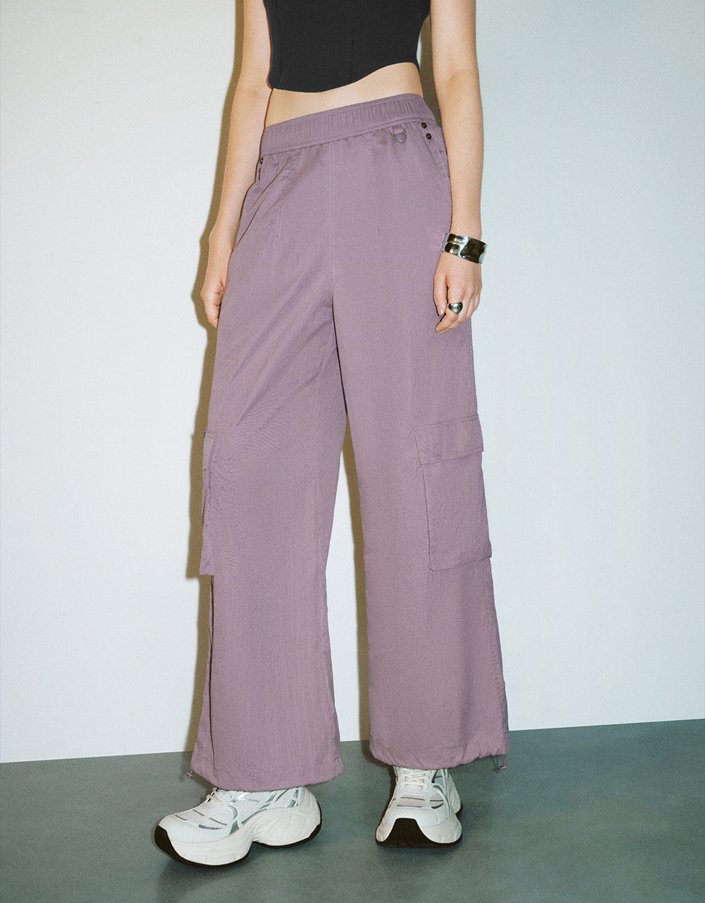 Elastic Waist Wide-Leg Pants