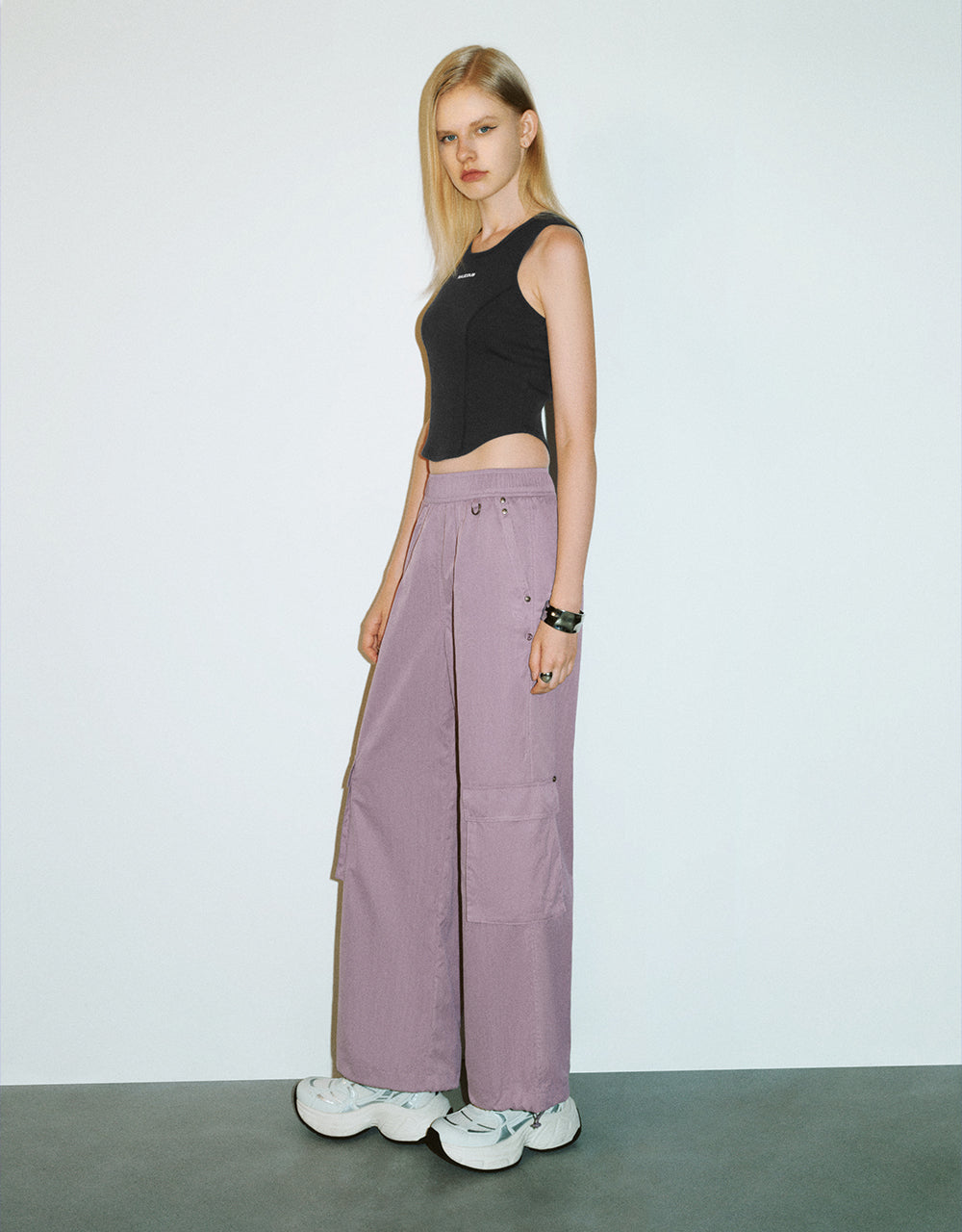 Elastic Waist Wide-Leg Pants