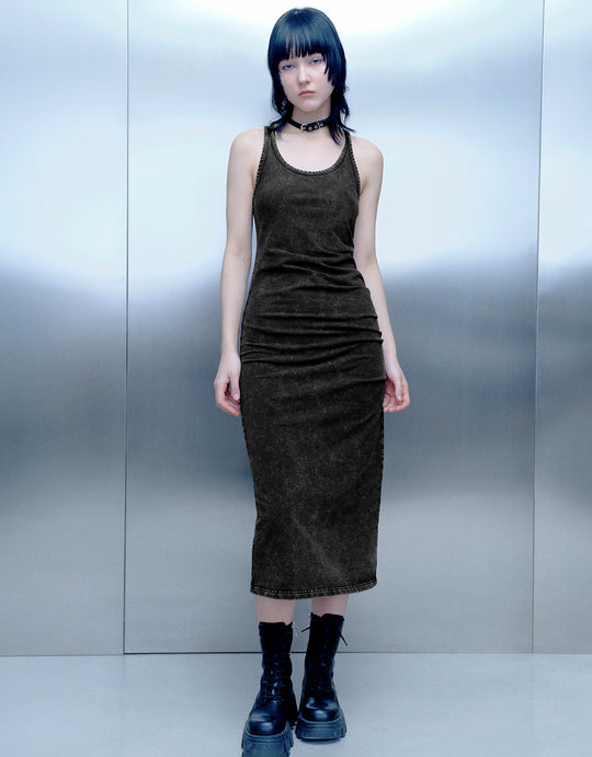 Cut-Out Sleeveless Lapel Denim Dress – Urban Revivo