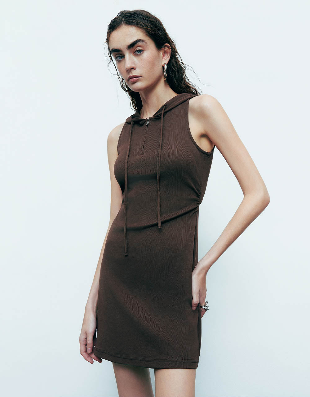 Sleeveless Hooded Straight Dress