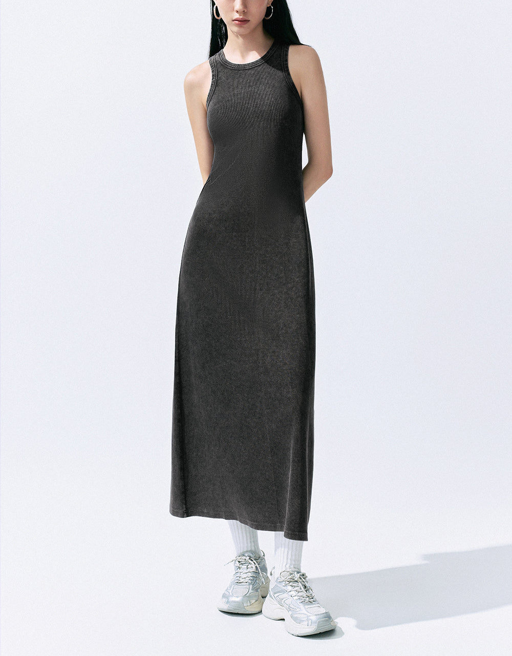 Sleeveless Crew Neck A-Line Dress