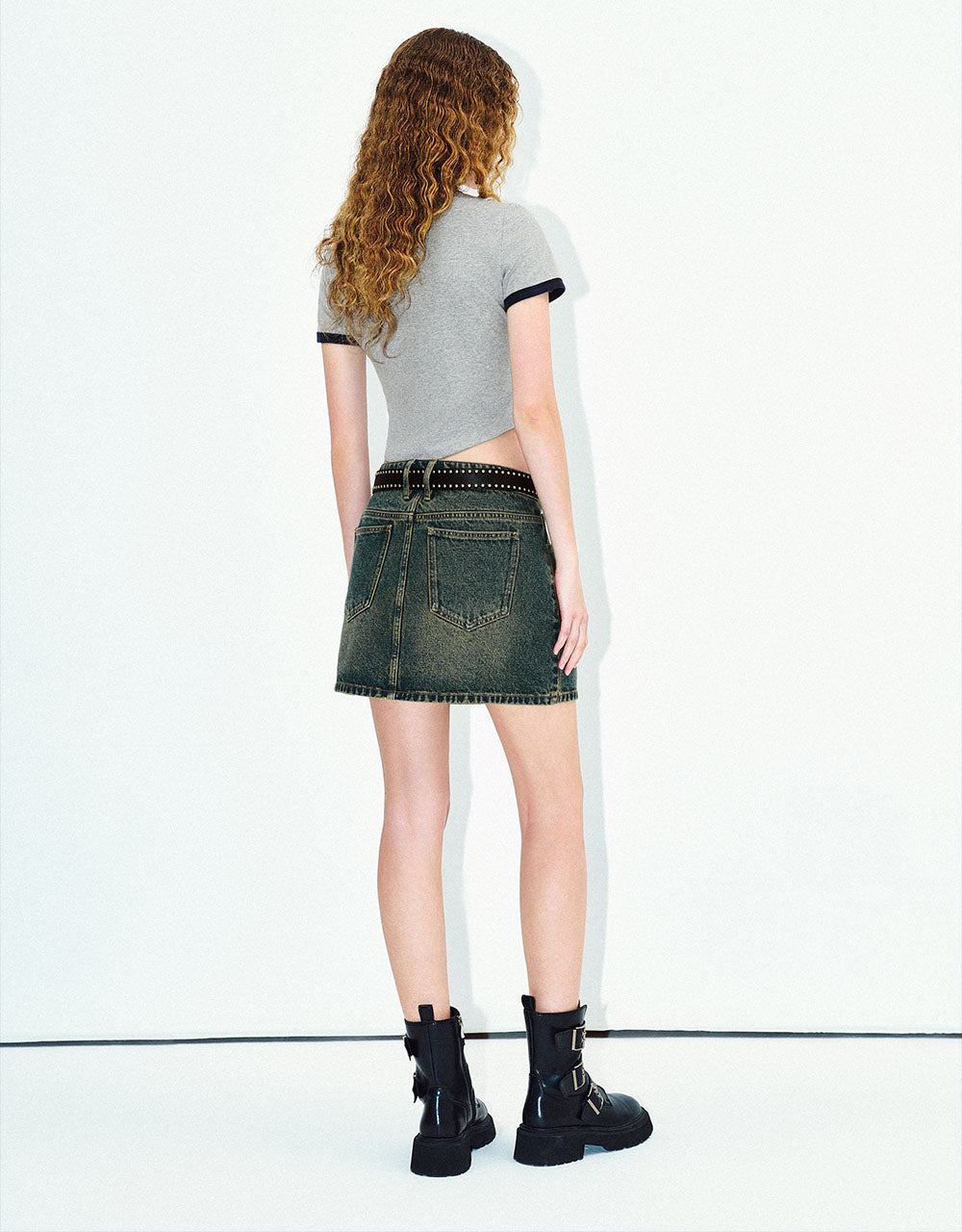 Mini Denim Skirt With Belt