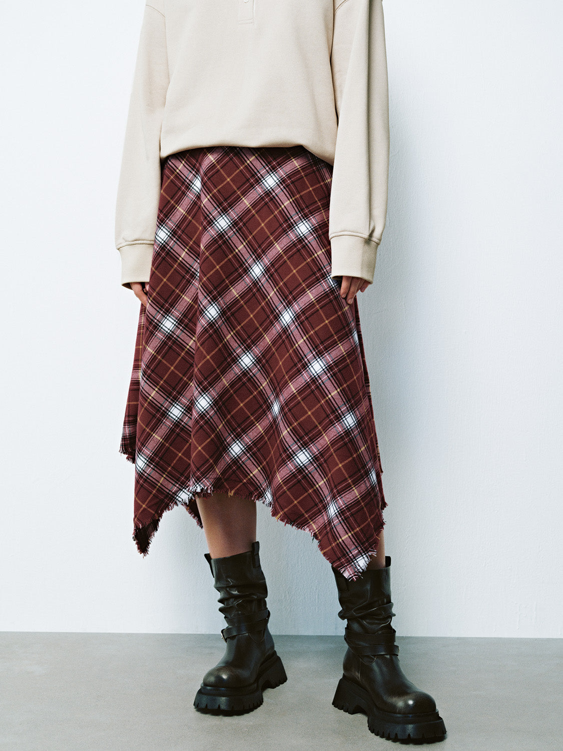 Plaid Irregular A-Line Skirts