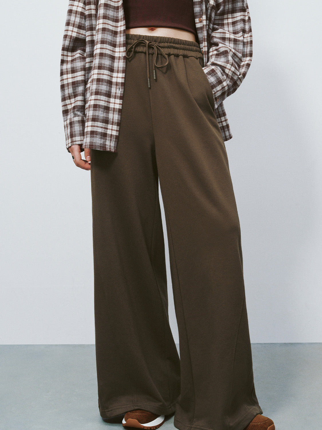 Drawstring Waist Wide-Leg Pants