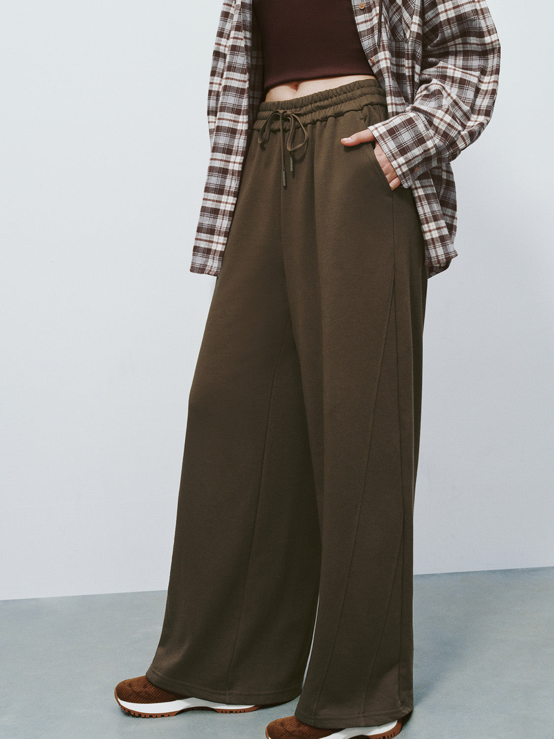 Drawstring Waist Wide-Leg Pants