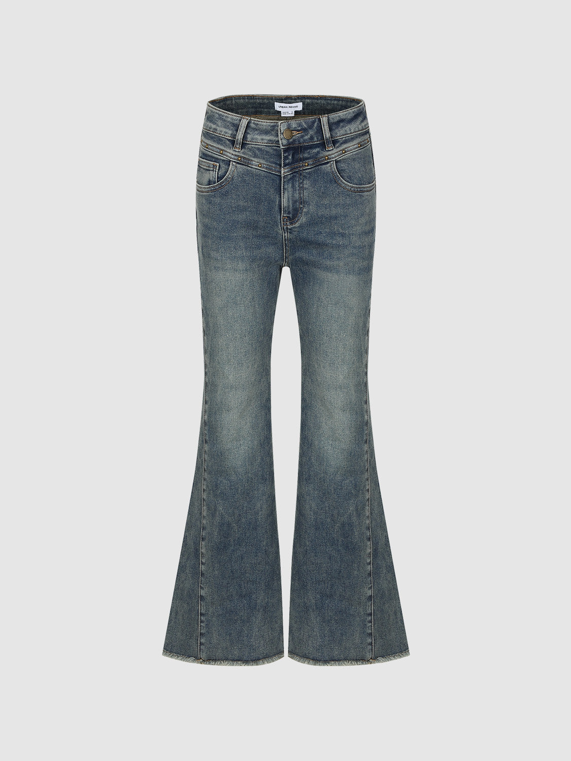 Washed Denim Flared Jeans