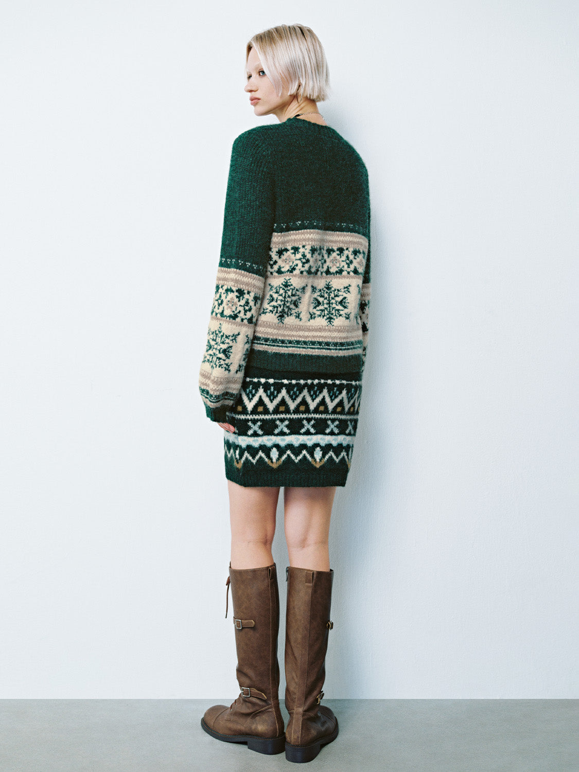 Fair Isle Straight Mini Knitted Skirts