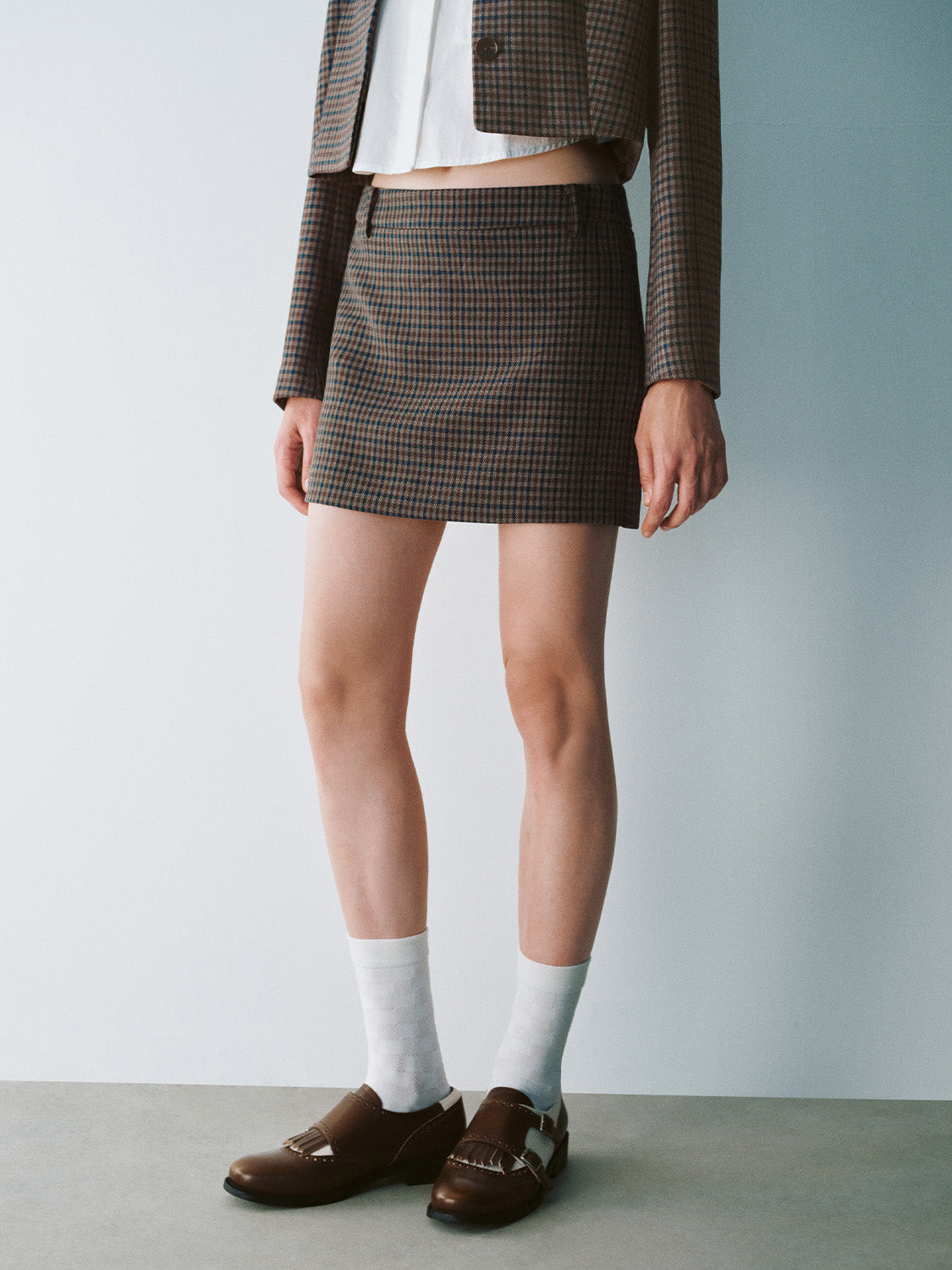 Checkered Mini Straight Skirt