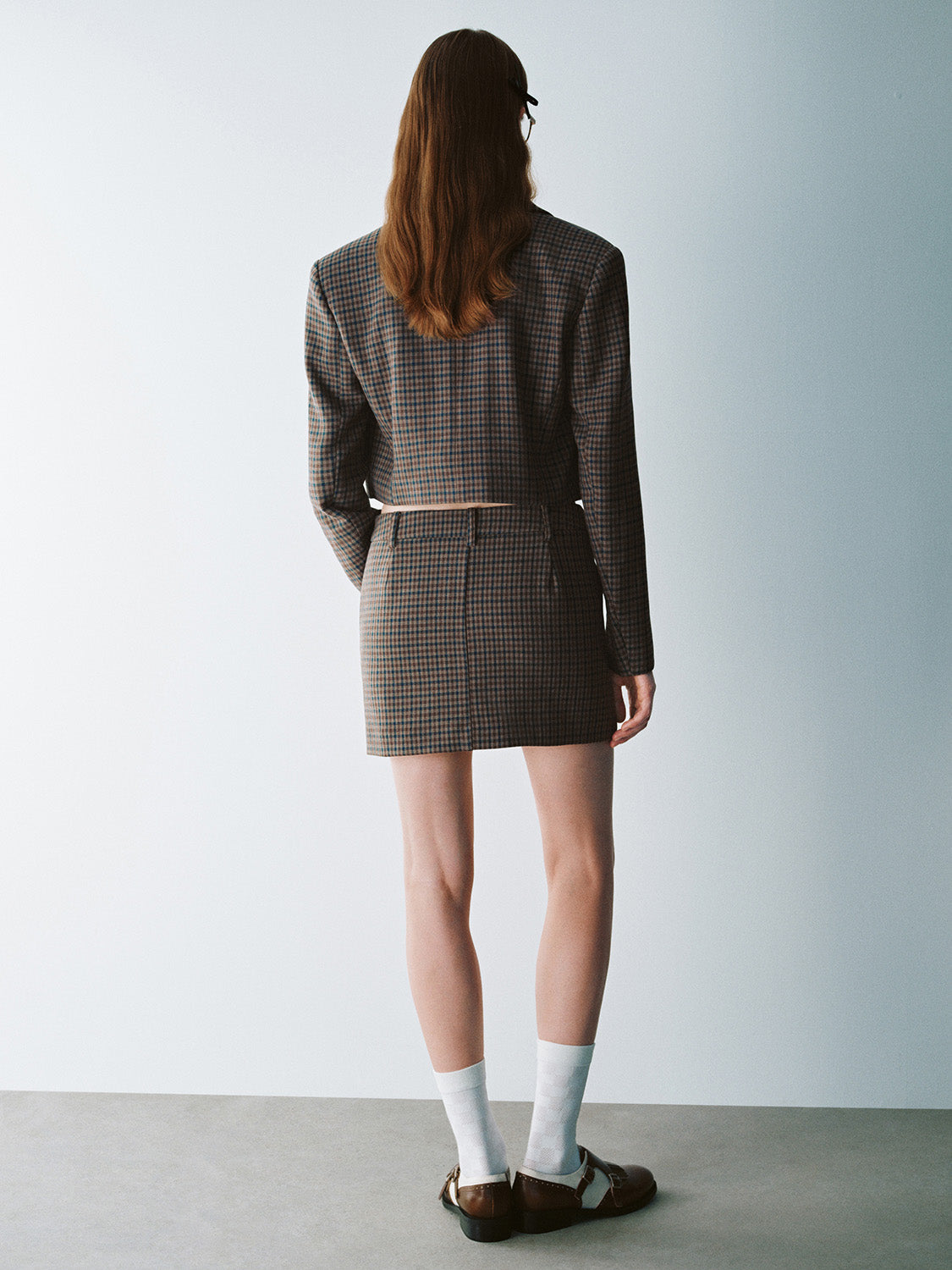 Checkered Mini Straight Skirt