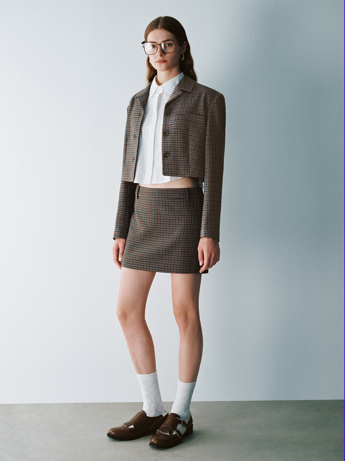 Checkered Mini Straight Skirt