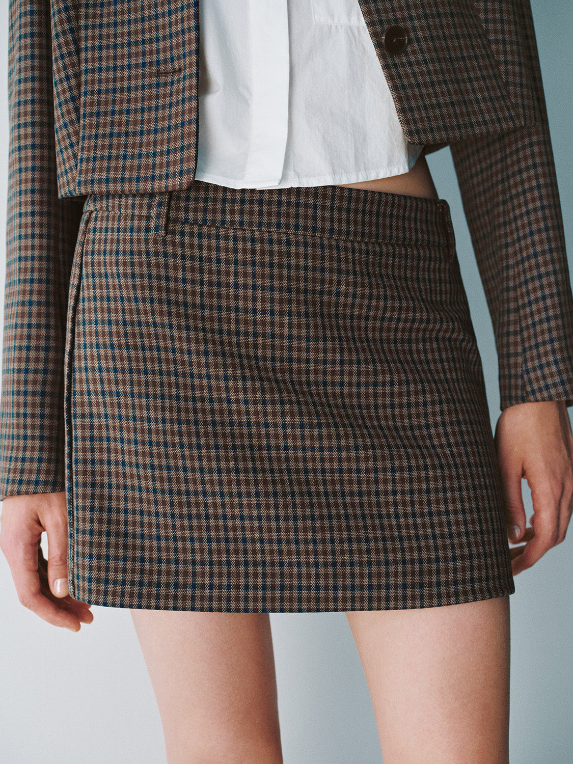 Checkered Mini Straight Skirt