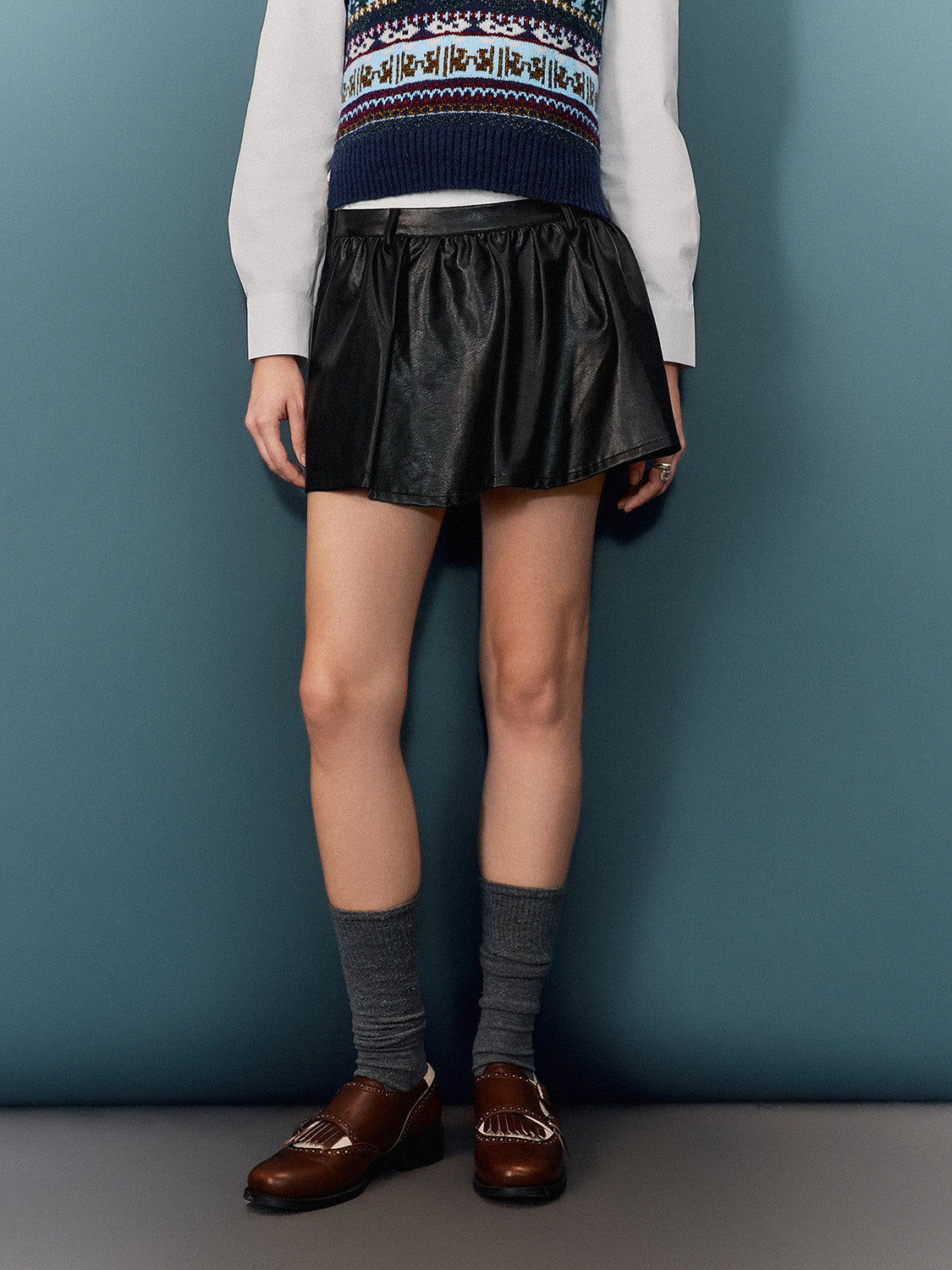 Leather Short A-Line Skirts