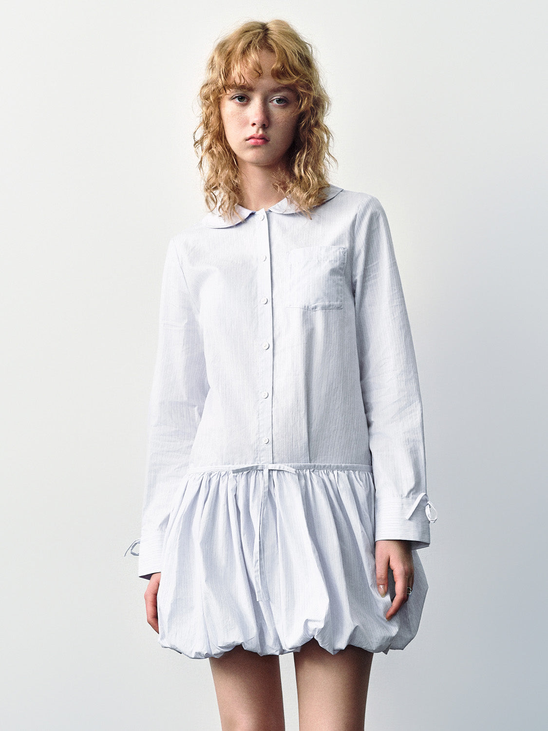 Bubble Hem A-Line Shirt Dress