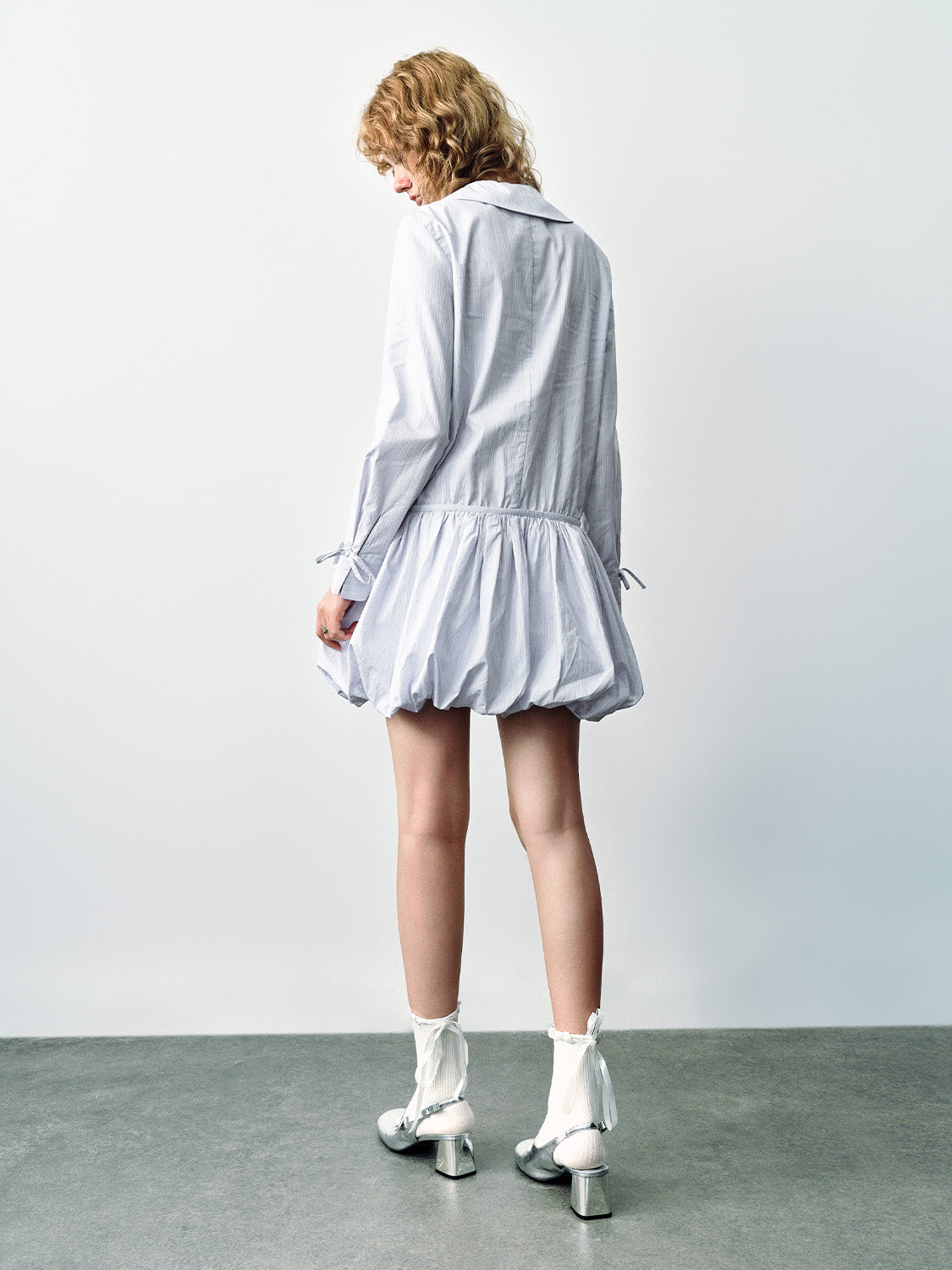 Bubble Hem A-Line Shirt Dress