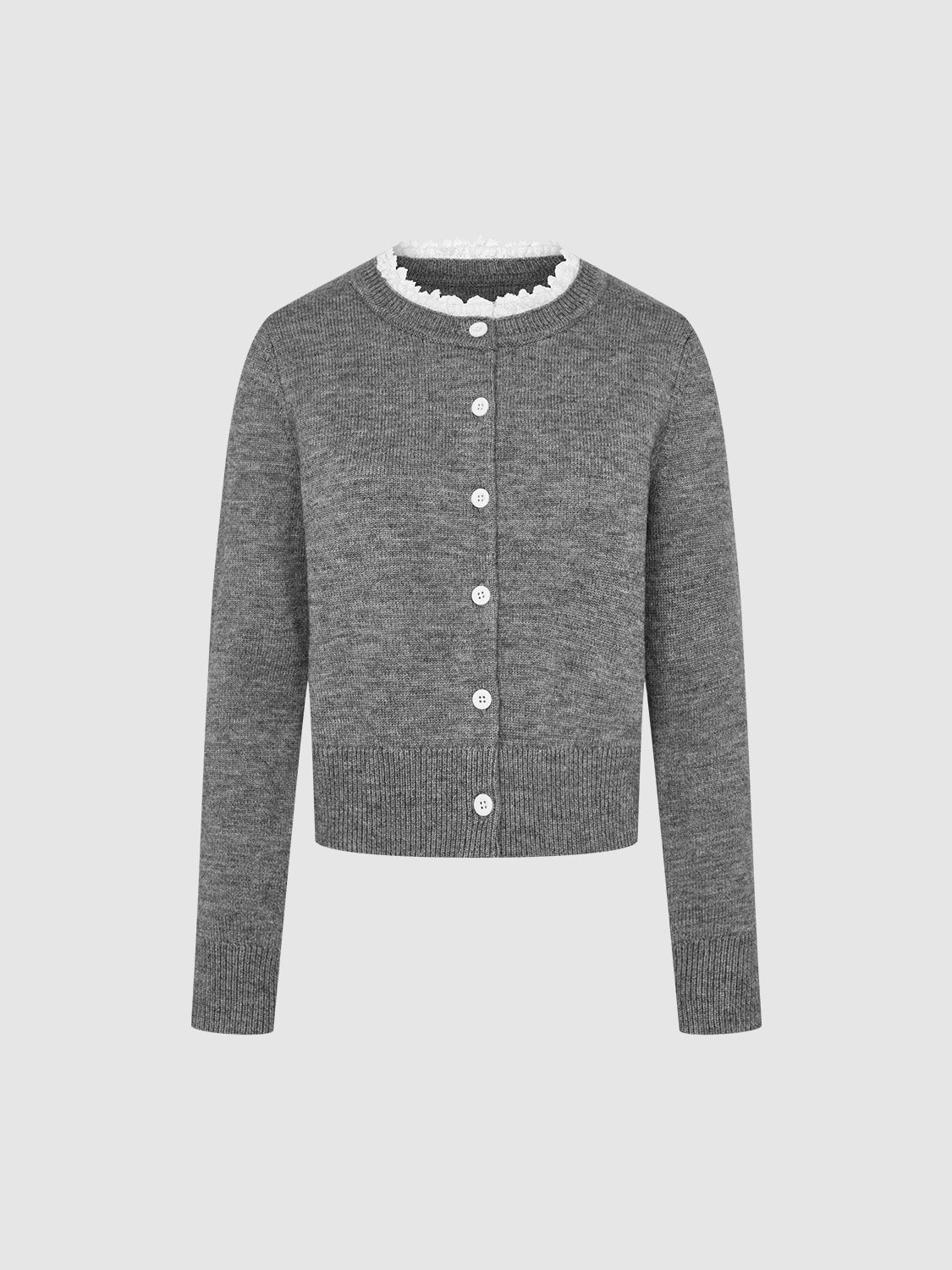 Crew Neck Knitted Cardigan