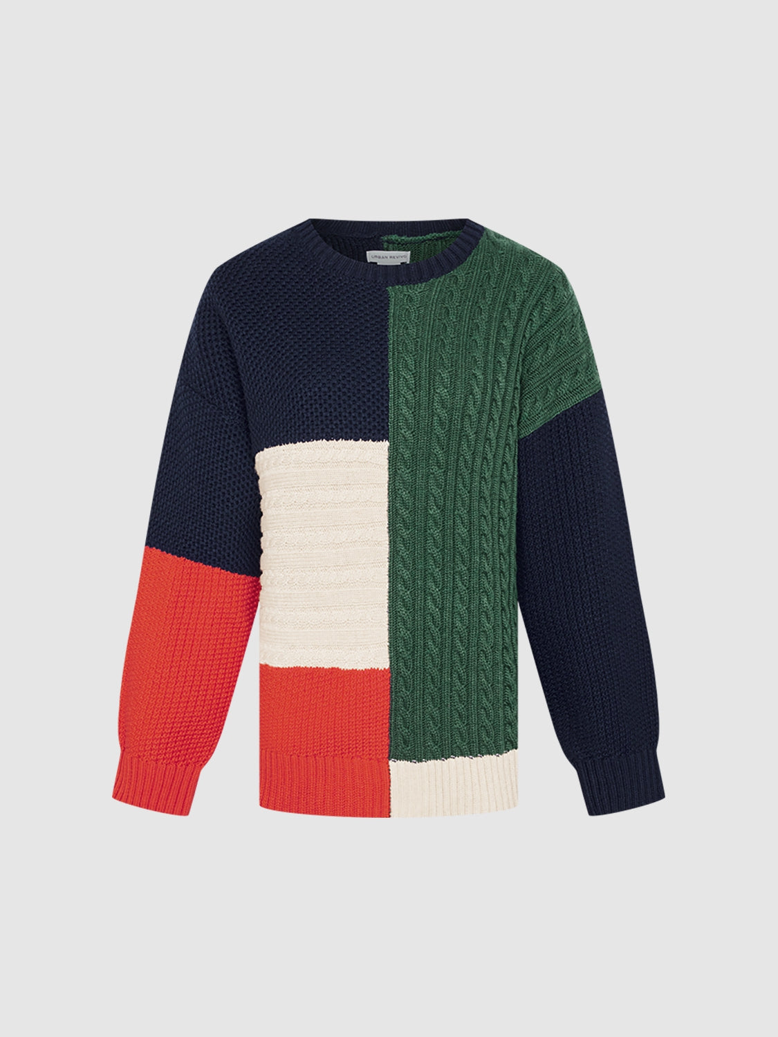 Crew Neck Paneled Knitted T-Shirts