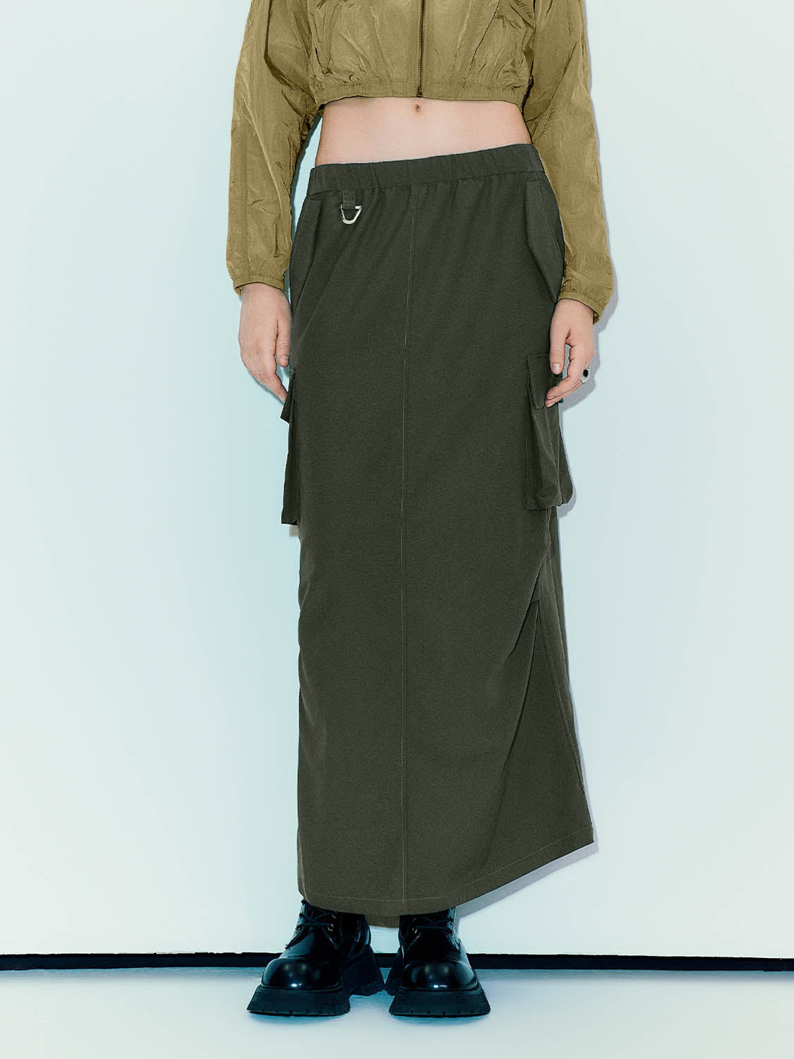 Elastic Waist A-Line Skirt