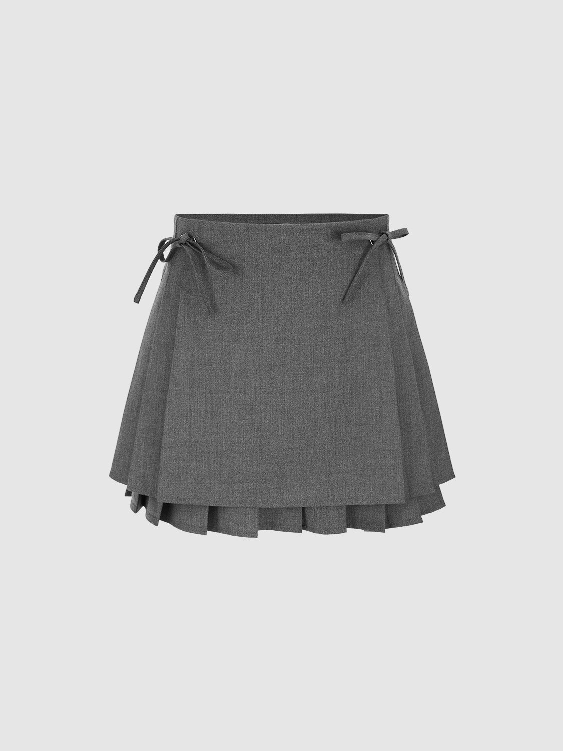 Bow Décor Pleated Mini A-Line Skirt