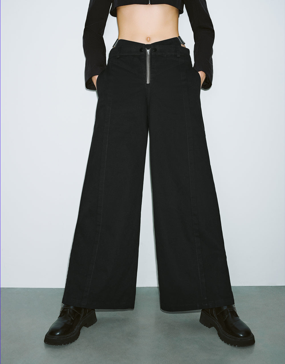 Cut-Out Wide-Leg Pants