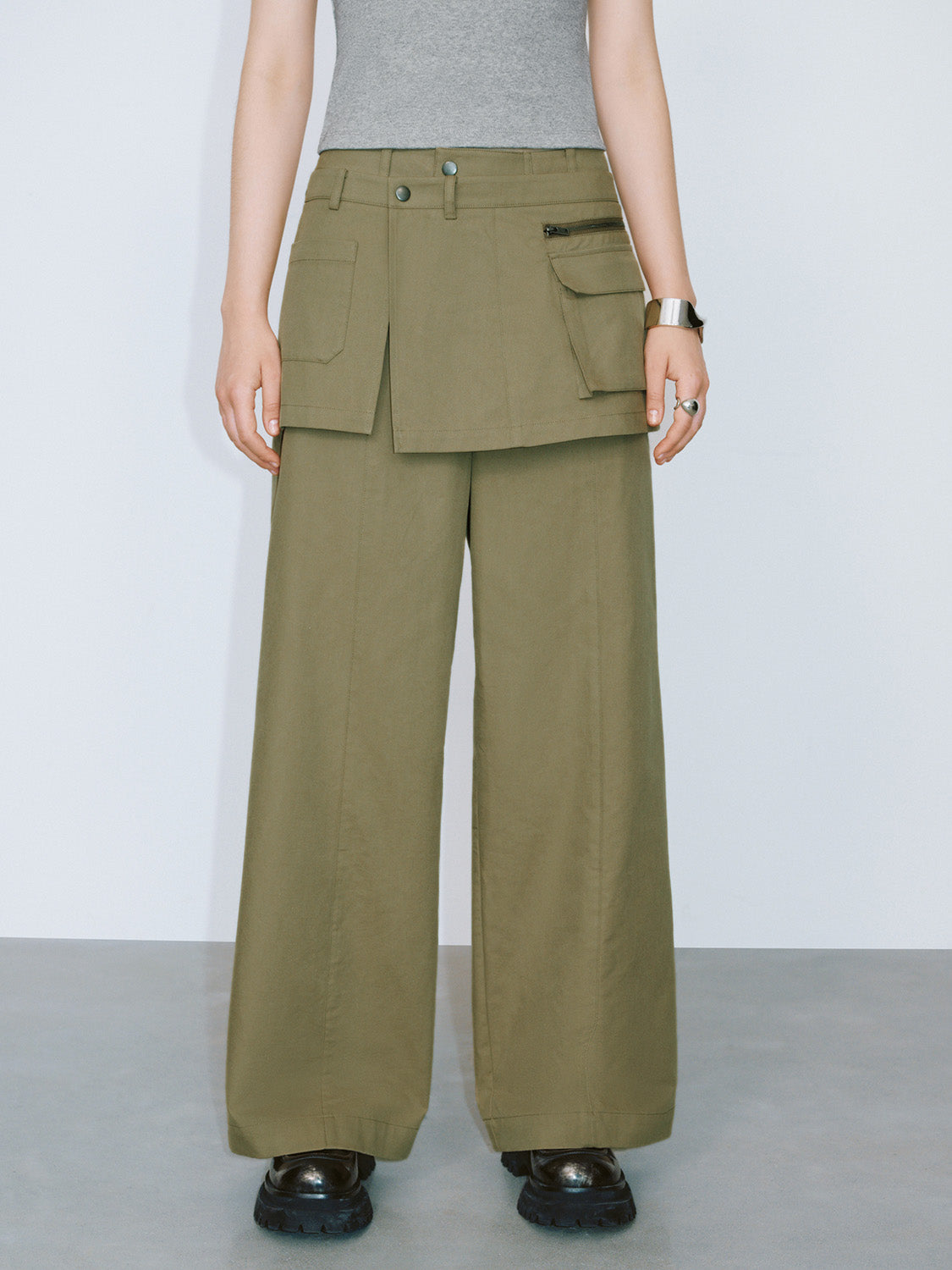 2 In 1 Wide-Leg Pants