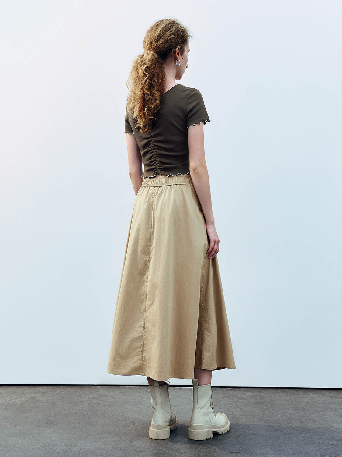 Elastic Waist A-Line Skirt