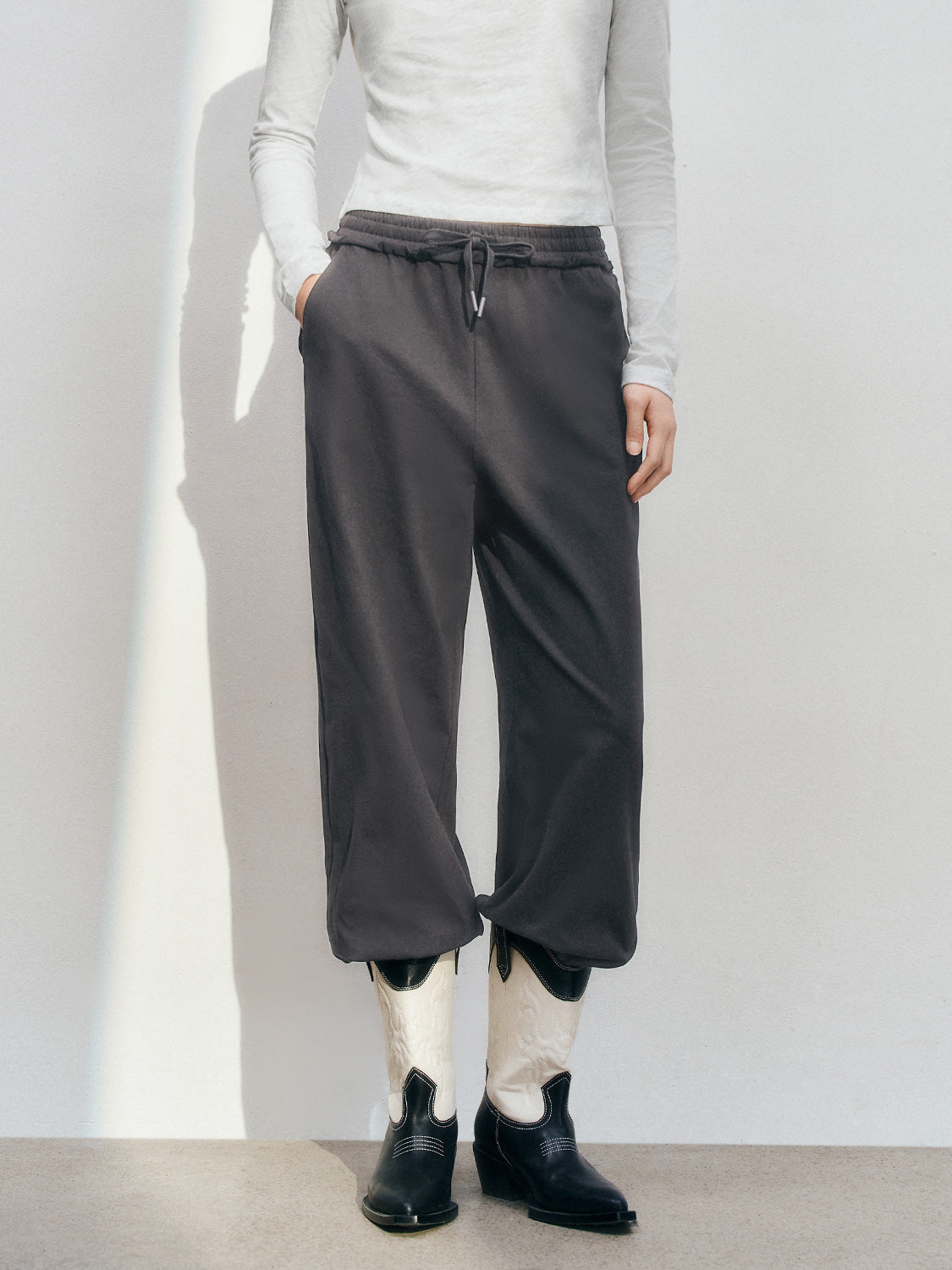 Drawstring Wide-Leg Pants