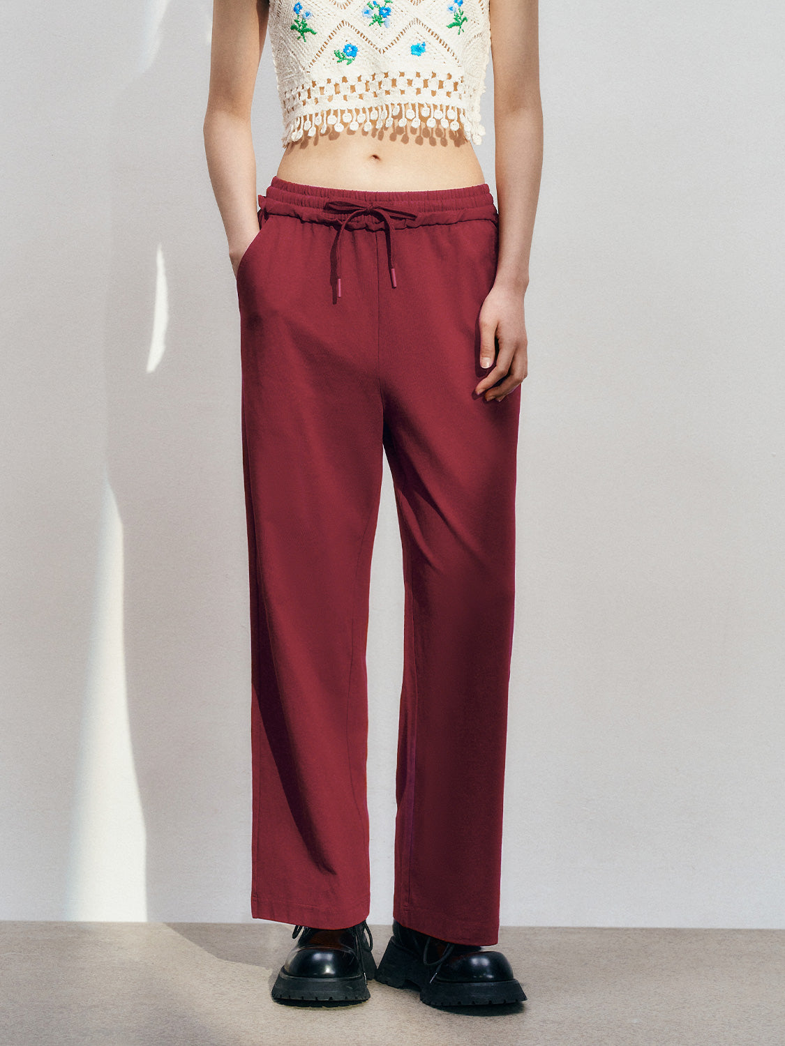 Drawstring Wide-Leg Pants