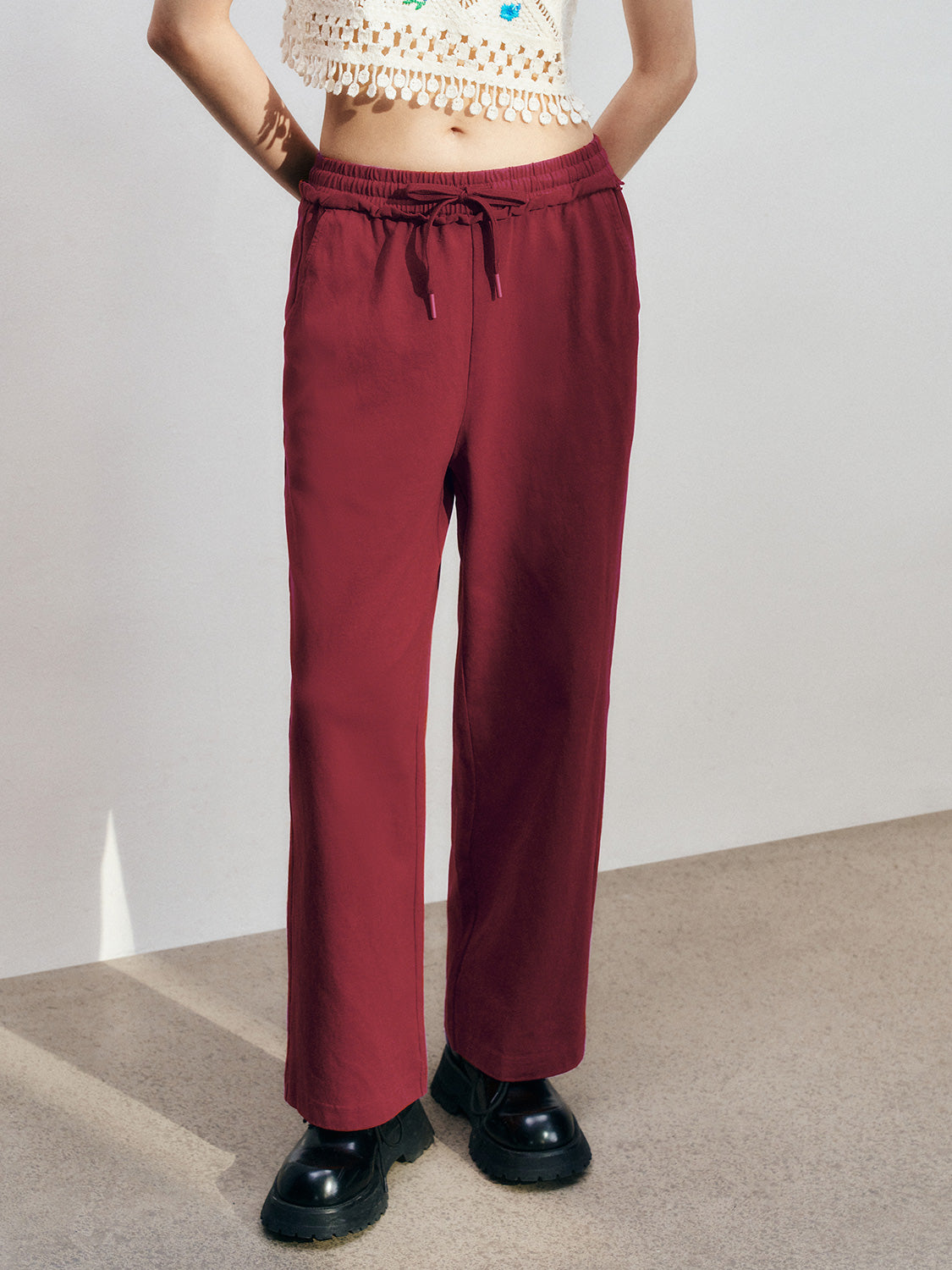 Drawstring Wide-Leg Pants