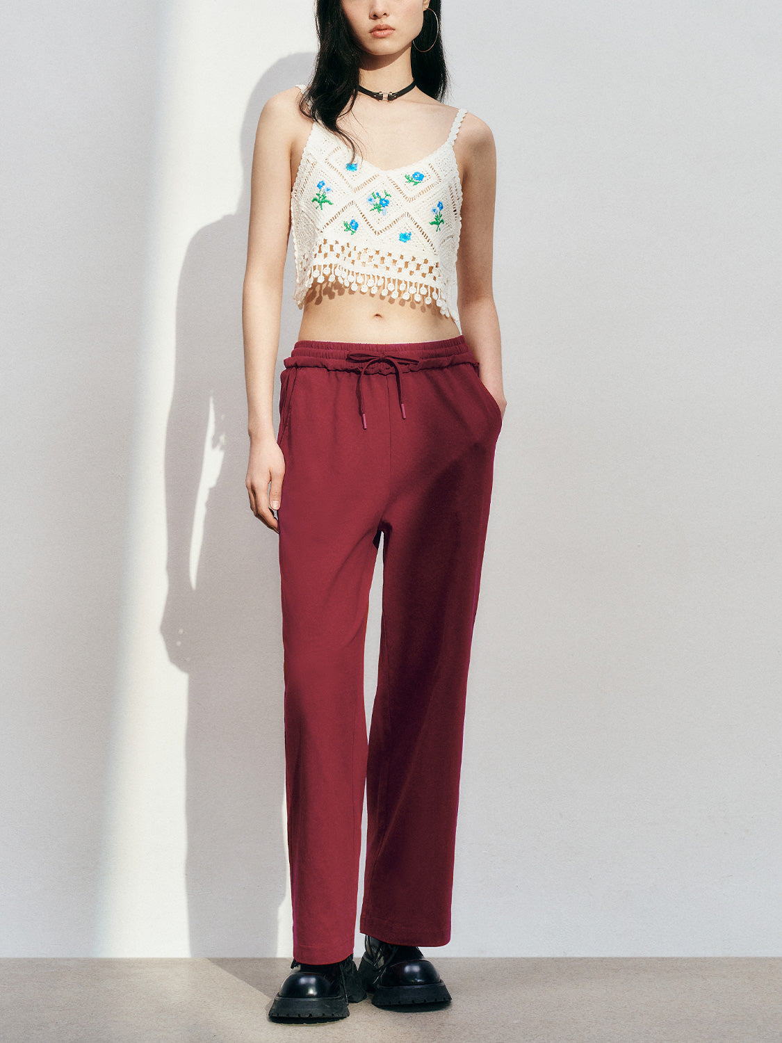 Drawstring Wide-Leg Pants