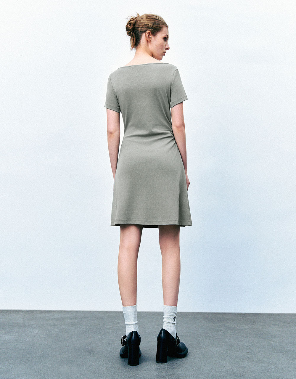 Tie Front Crew Neck  A-Line Dress