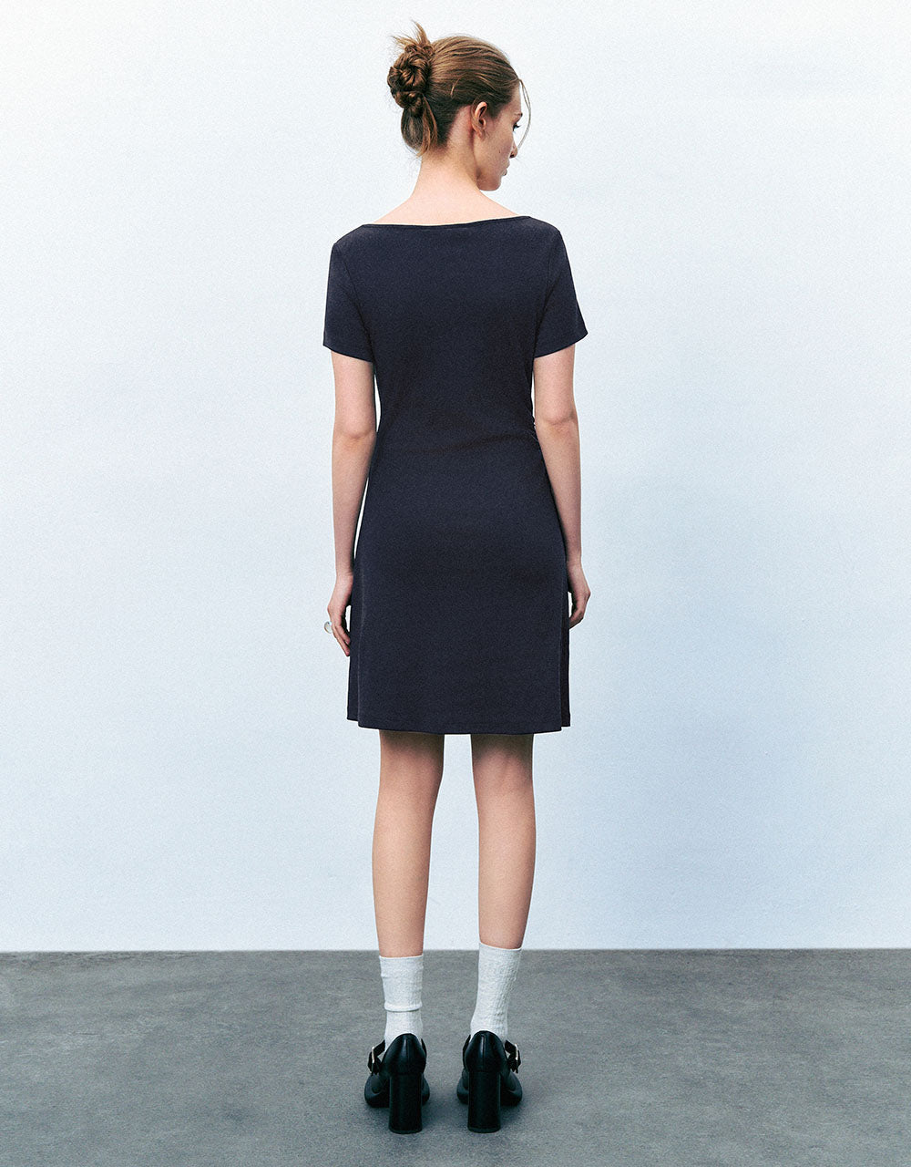 Tie Front Crew Neck  A-Line Dress