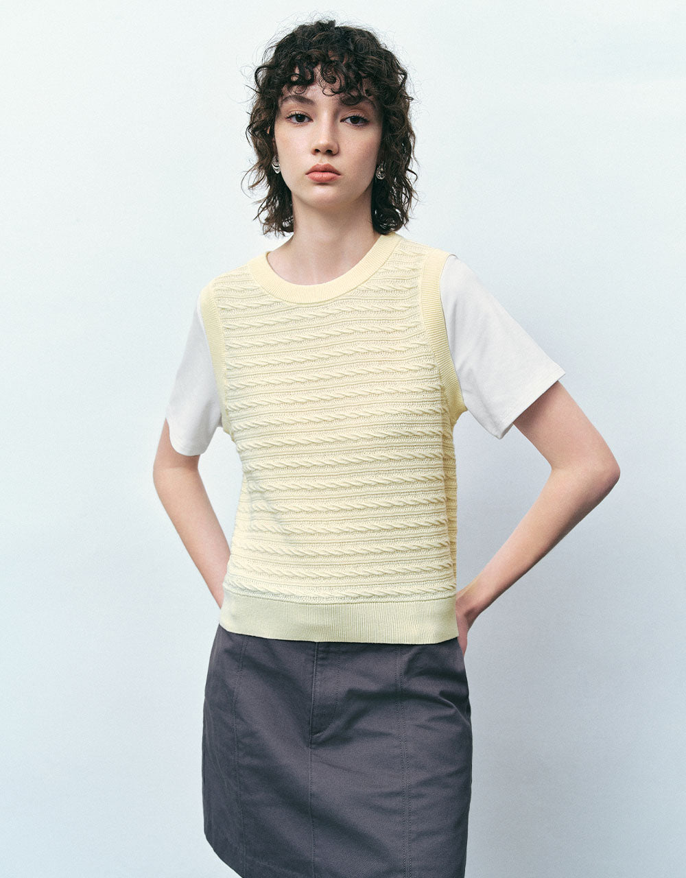 2 In 1 Striped Knitted T-Shirt