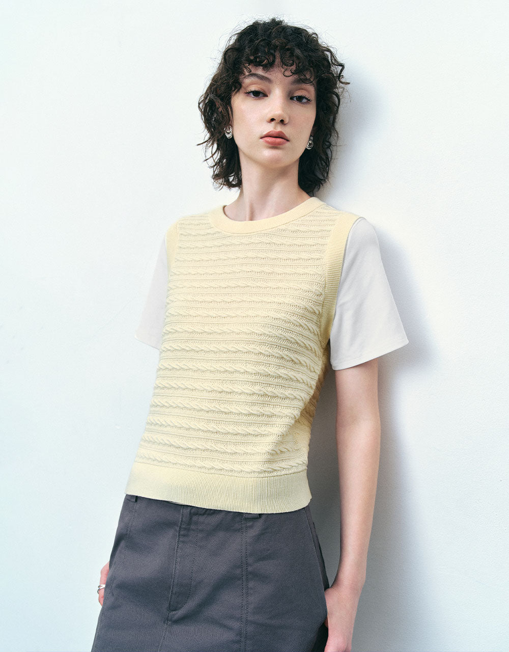 2 In 1 Striped Knitted T-Shirt