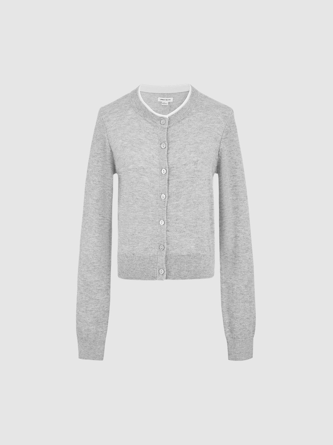 Crew Neck Knitted Cardigan