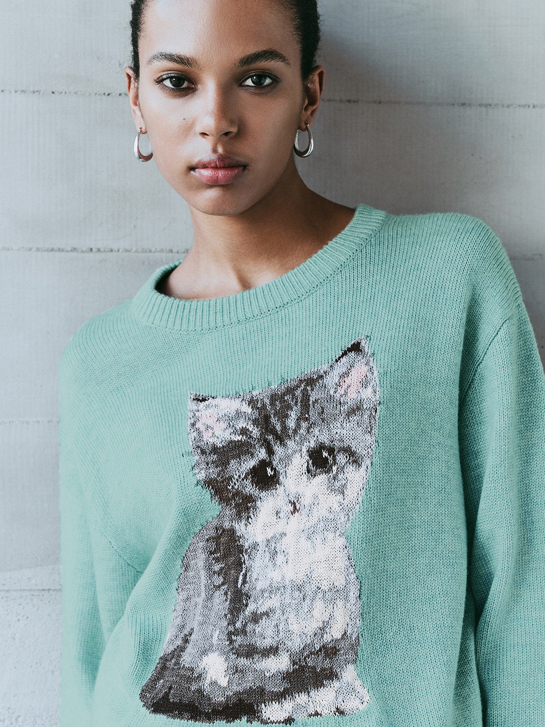 Kitten Printed Knitted T-Shirts