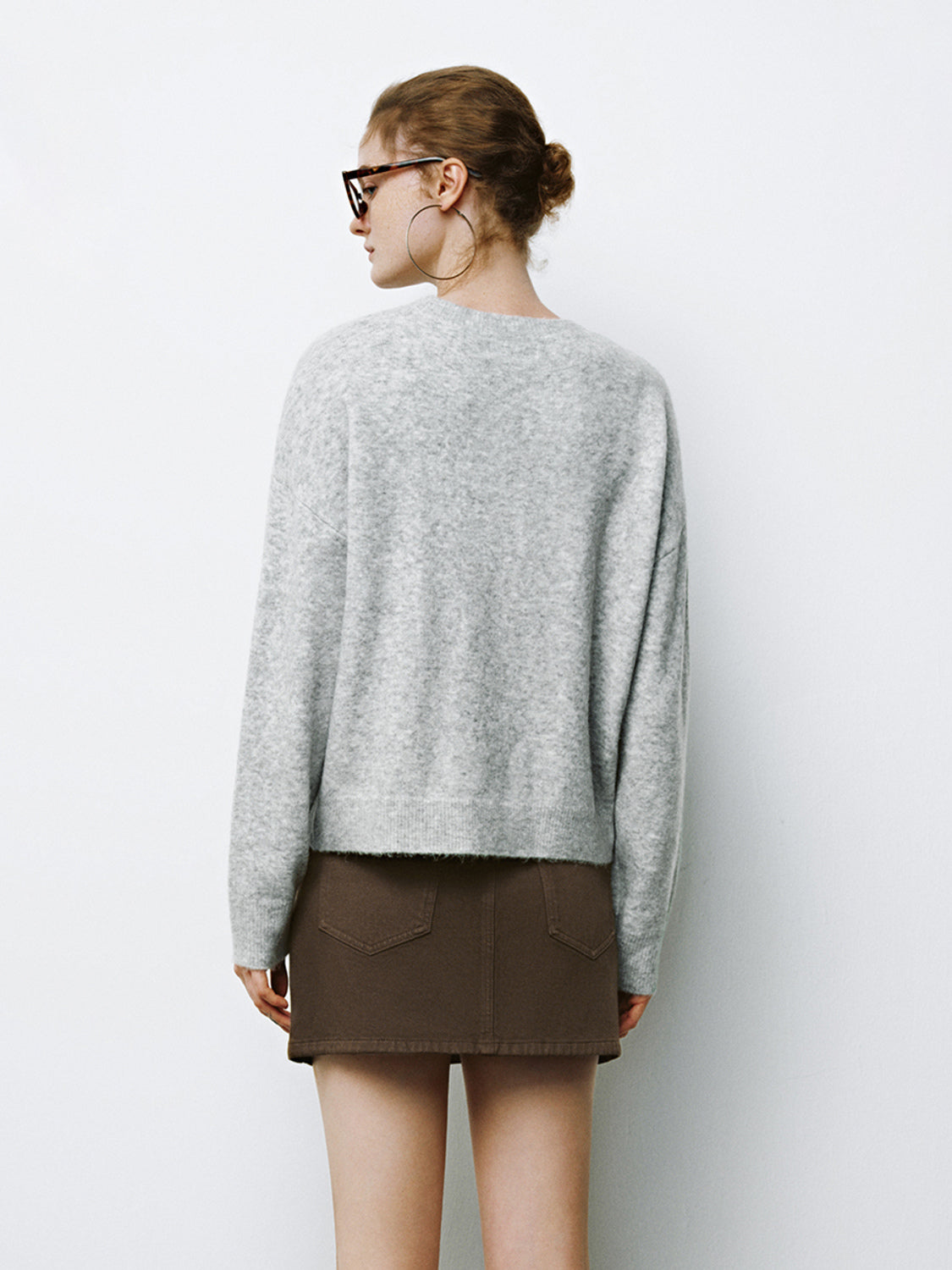 Crew Neck Long Sleeve Knitted T-Shirts