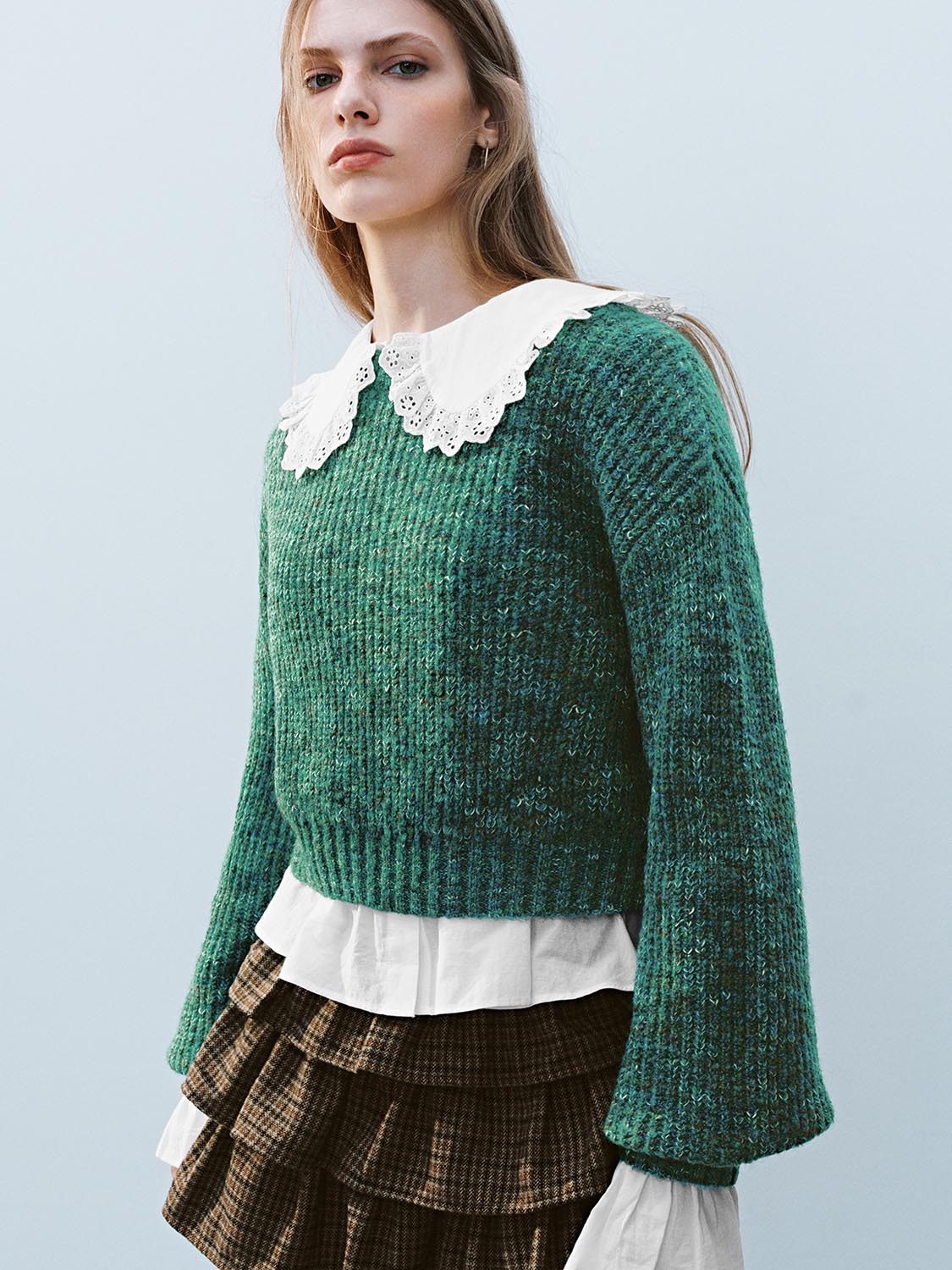 Peter Pan Collar Knitted T-Shirts